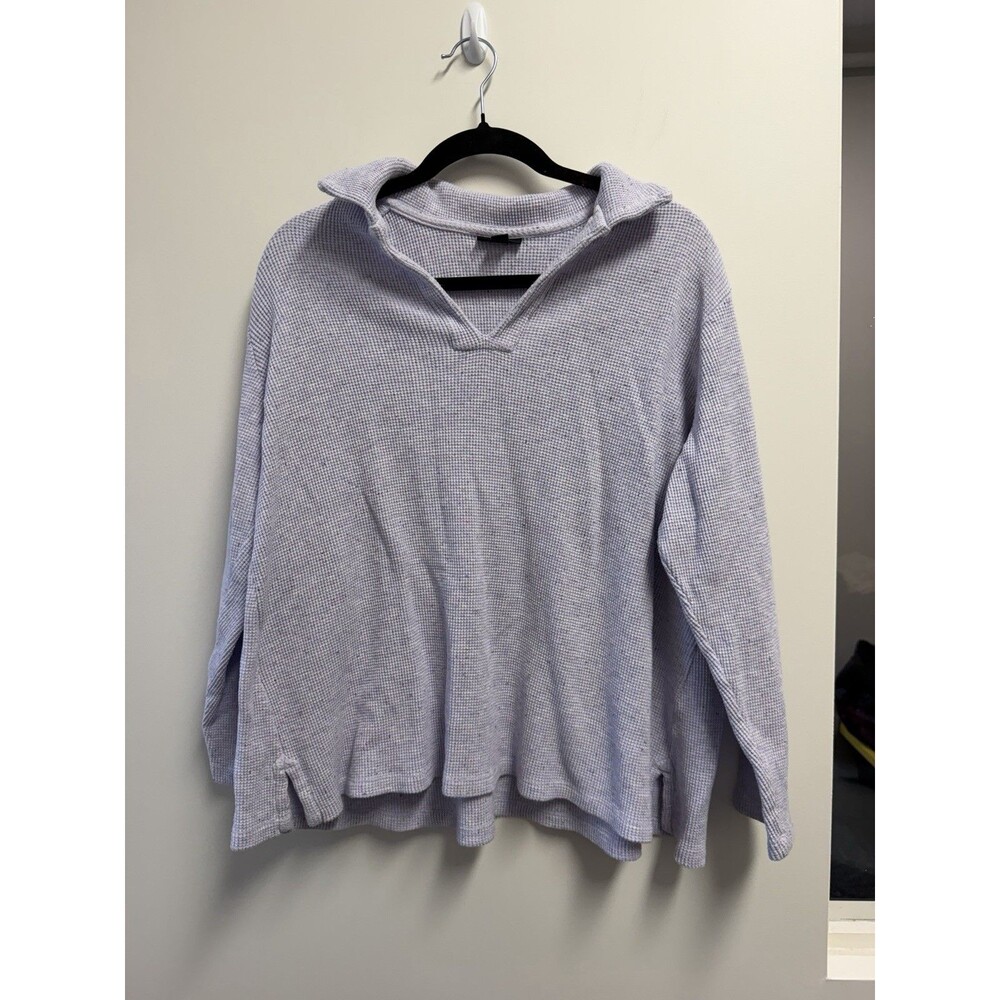 J. Jill Wearever Collection Purple Waffle Knit Cowl Neck Long Sleeve Top XL